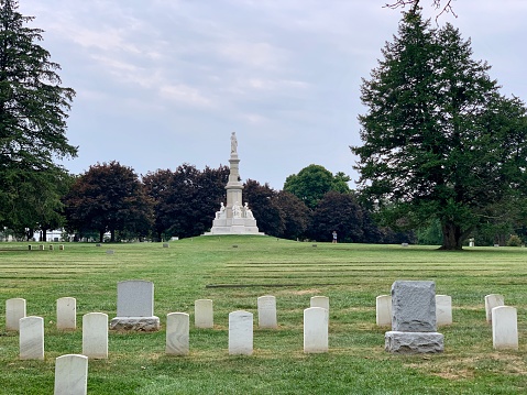 Gettysburg, Pennsylvania - September 24, 2020: New York Monument at Gettysburg National Military Park in Pennsylvania, USA.