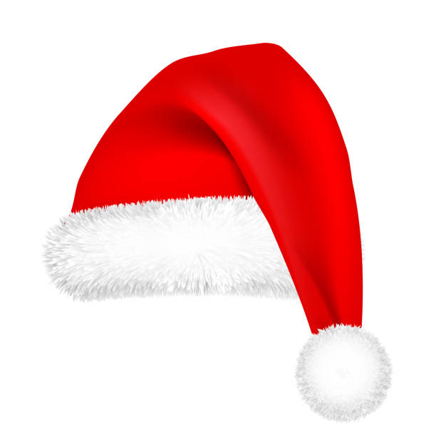 weihnachten weihnachtsmann hut mit pelz. neujahr. winter cap. vektor-illustration - nikolaus mütze stock-grafiken, -clipart, -cartoons und -symbole