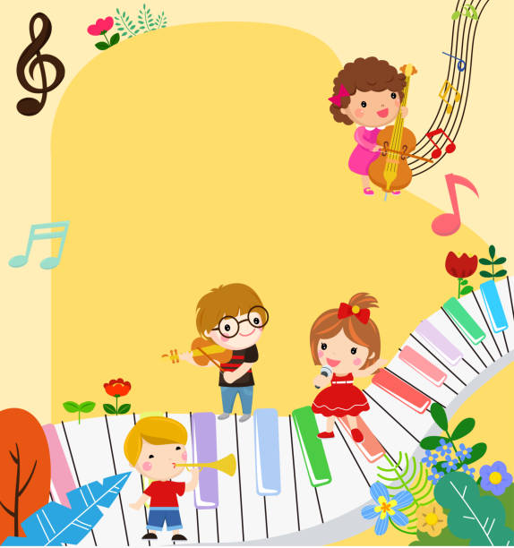 istock Illustration of cute kids and music 1290423866