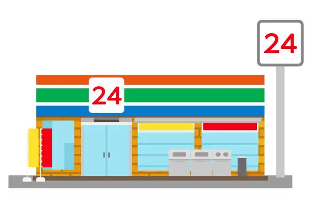 Vector illustration of A convenience store isolated vector illustration.