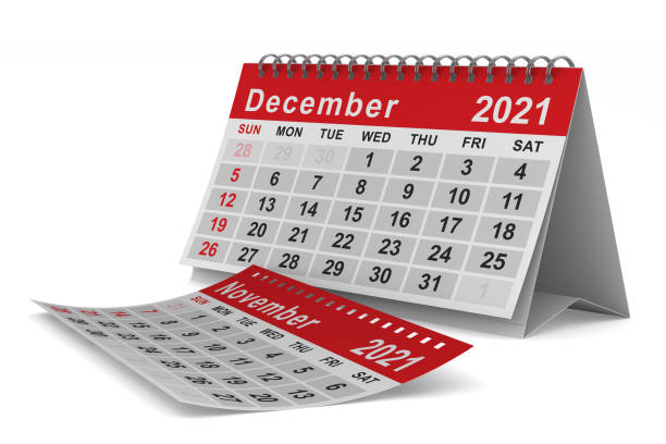 istock 2021 year. Calendar for December. Isolated 3D illustration 1290429101