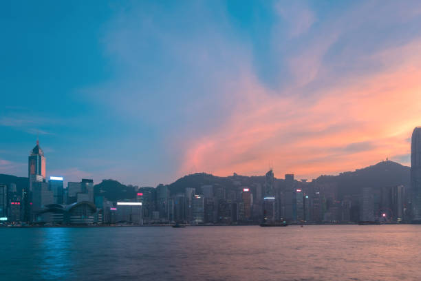 Hong Kong Skyscrapers in sunset