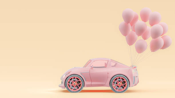 istock Pink car and pink balloon 1290439343