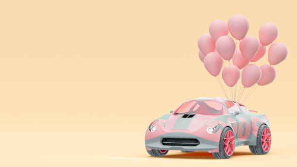 istock Pink car and pink balloon 1290439354