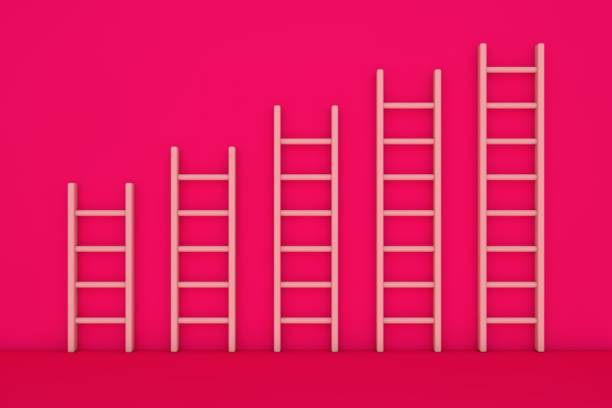 istock Big and small pink step ladder near the wall 1290440086