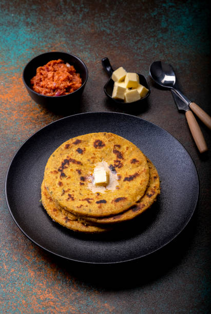 istock potato corn flour flat bread with onion garlic dip 1290443717