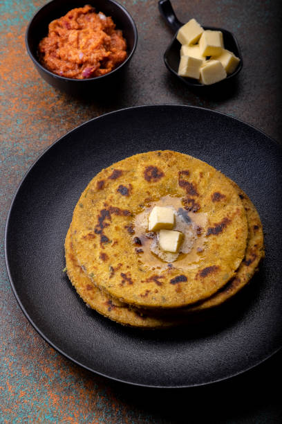 istock potato corn flour flat bread with onion garlic dip 1290443837