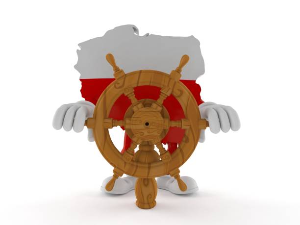 istock Poland character holding ship wheel 1290443878