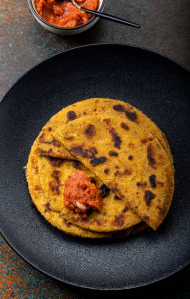 istock potato corn flour flat bread with onion garlic dip 1290444742