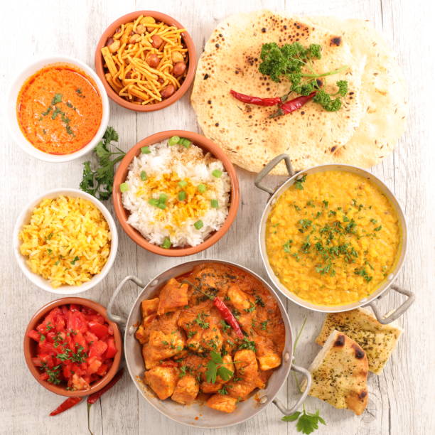 istock assorted of indian dish with curry dish, naan,  chicken 1290444766