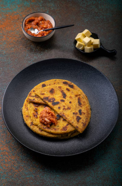 istock potato corn flour flat bread with onion garlic dip 1290445488