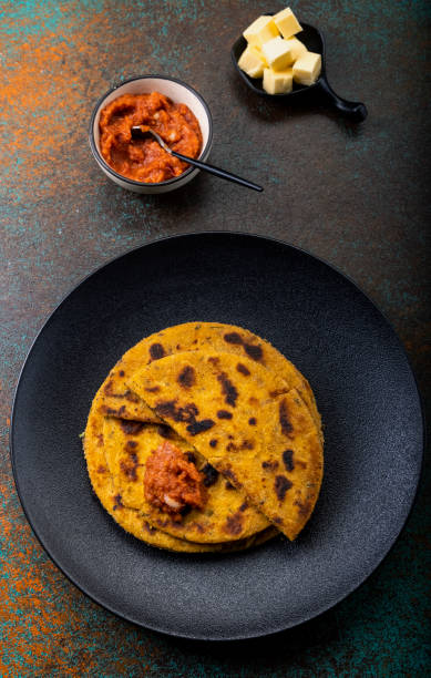istock potato corn flour flat bread with onion garlic dip 1290445617