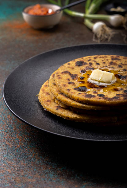 istock potato corn flour flat bread with onion garlic dip 1290446464