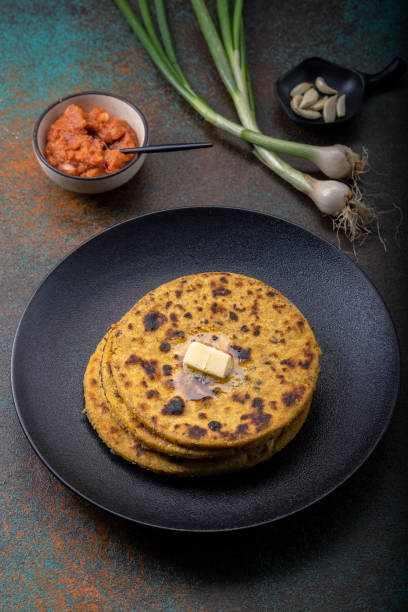 istock potato corn flour flat bread with onion garlic dip 1290446517