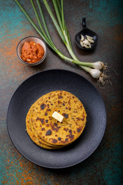 istock potato corn flour flat bread with onion garlic dip 1290446585
