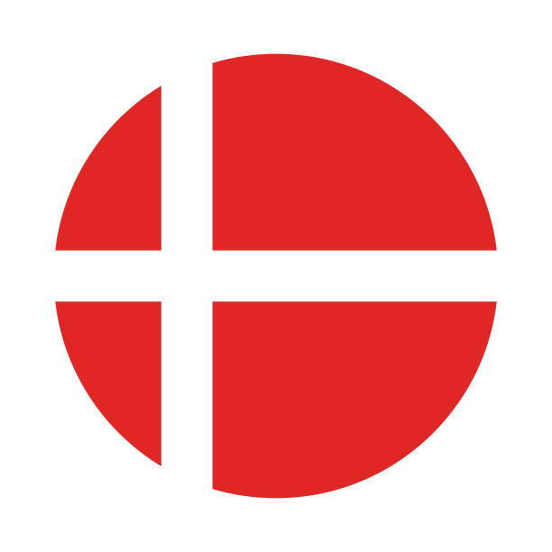 dänemark flagge im kreis auf weißem hintergrund. - danish flag stock-grafiken, -clipart, -cartoons und -symbole