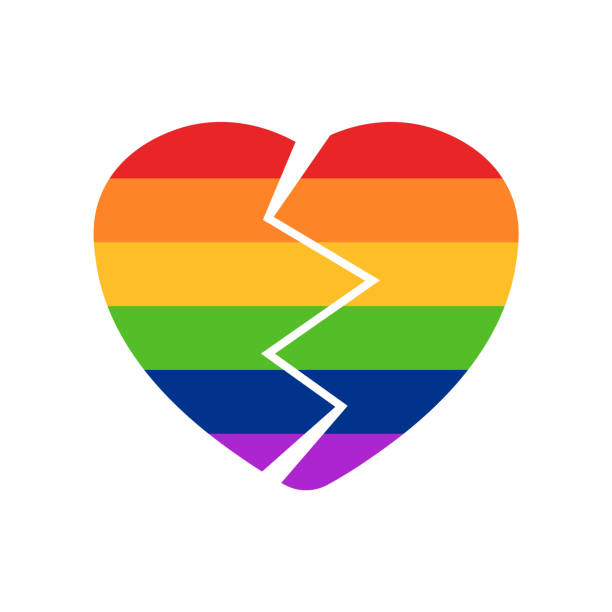 istock Image of a broken rainbow heart representing an LGBT divorce. Vector illustration 1290452845