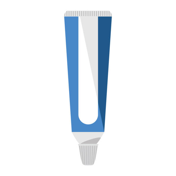illustrazioni stock, clip art, cartoni animati e icone di tendenza di dentifricio. mezzi per l'igiene della cavità orale nel tubo. pulizia dei denti. - toothpaste glue blue white