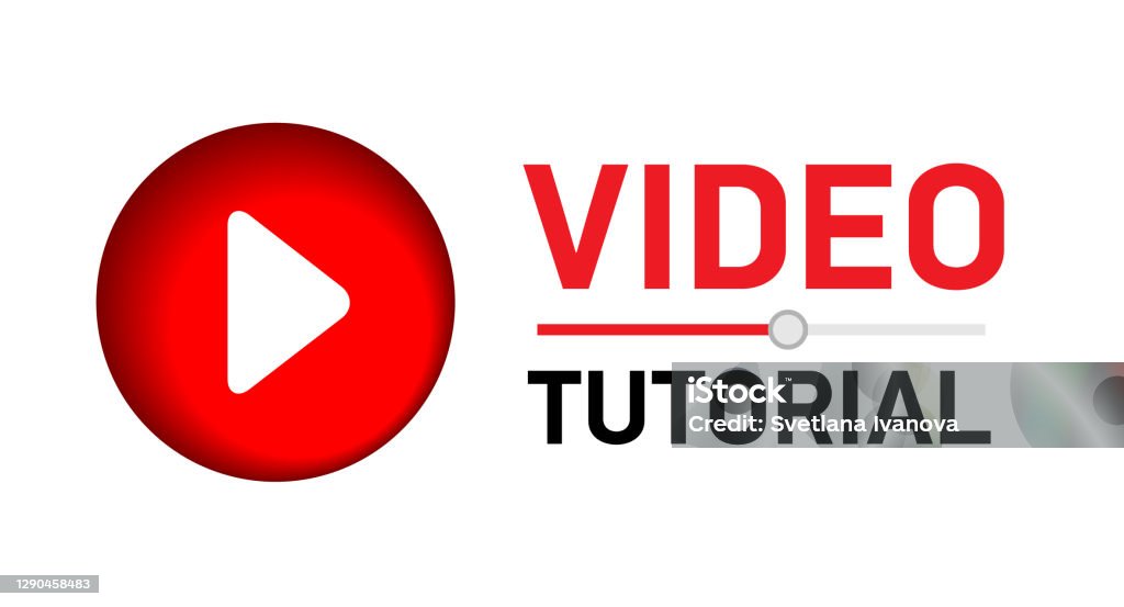 Tutorial Play Button Vector Illustration With Red Play Button Stock Illustration - Download ...