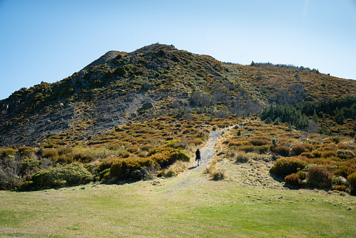 Hiking towards the Mt Fyffe summit from Mt Fyffe hut, Kaikoura, New Zealand