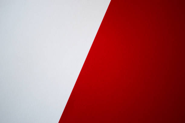 istock Diagonally divided blank white and red background 1290469825
