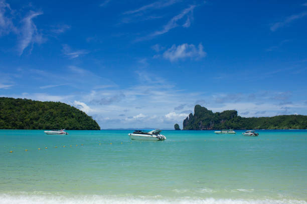 Beautiful tropical Ao Loh Dalum bay on Phi Phi Don Island, Krabi Thailand, sea view, Summer vacation.