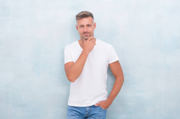 istock Something on his mind. Thinking concept. Mature man thinking. Overcome problems. Psychological crisis. Mature guy wear white shirt looks stylish. Thinking find solution. Decide. Make decision 1290472686