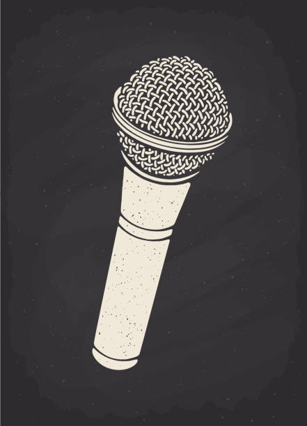Silhouette of modern microphone for voice, music, sound, speak, radio recording. Vector illustration. Silhouette of modern microphone for voice, music, sound, speak, radio recording. Vector illustration. Pop, disco, jazz, blues, rock equipment. Isolated black background microphone silhouettes stock illustrations