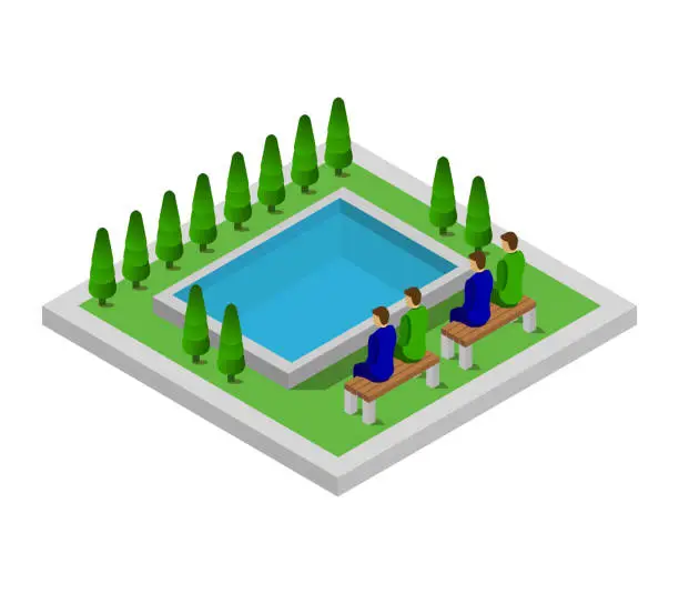 Vector illustration of Isometric Pool On A White Background Vector Graphic Illustration