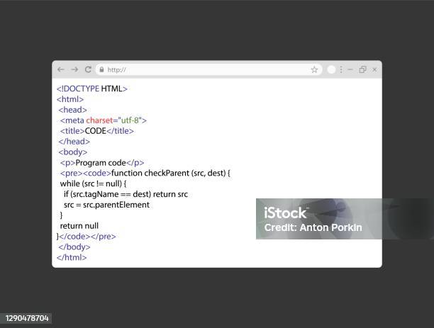 Coding Html Latar Putih Kode Html Sederhana Di Halaman Web Putih Jendela Browser Realistis ...