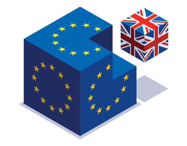 United Kingdom and European Union flags cubes vector illustration of United Kingdom and European Union flags cubes brexit stock illustrations