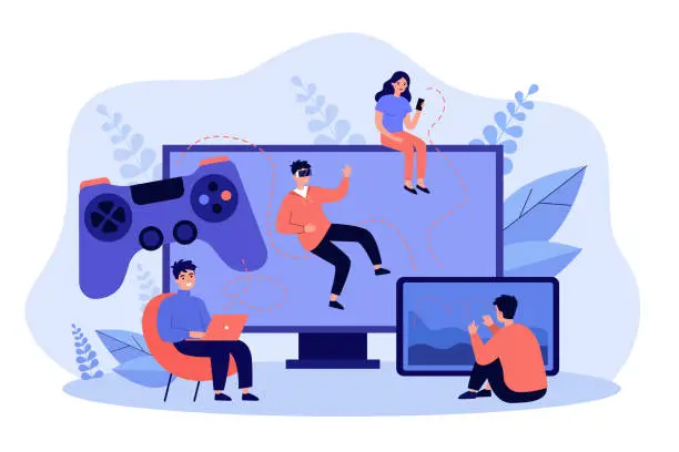 Vector illustration of Different platforms for online games