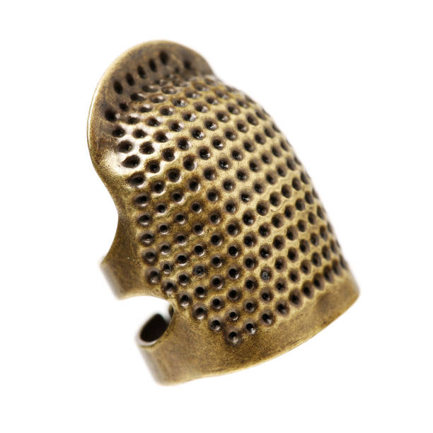 thimble - thimble sewing item close up studio shot imagens e fotografias de stock