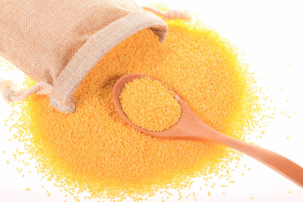 istock Millet, millet in a wooden container 1290493525