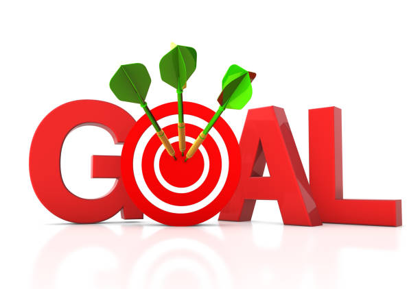 istock Goal 3D Word with Target and Dart 1290496831