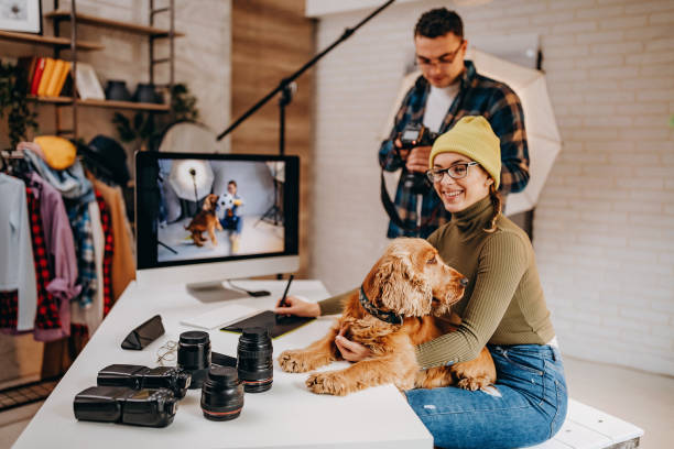 istock Model, dog and photographer 1290497440