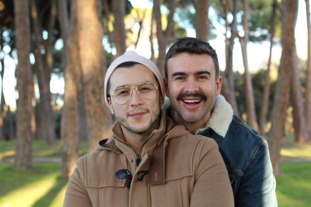 istock Two stylish men dating portrait 1290498309