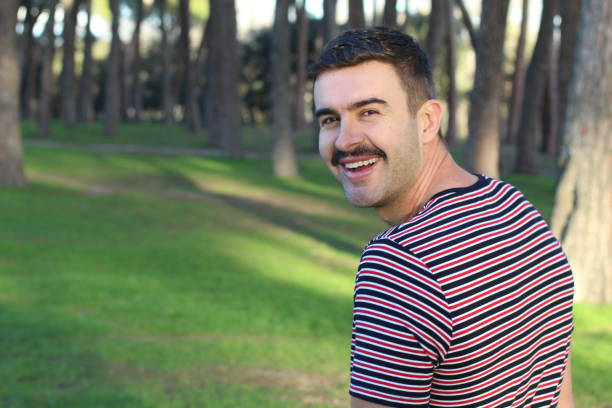 istock Attractive young man with retro mustache 1290498392