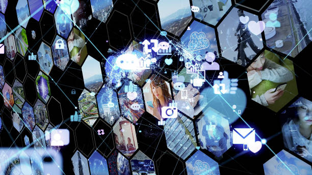 istock Digital contents concept. Social networking service. Streaming video. communication network. 1290498841
