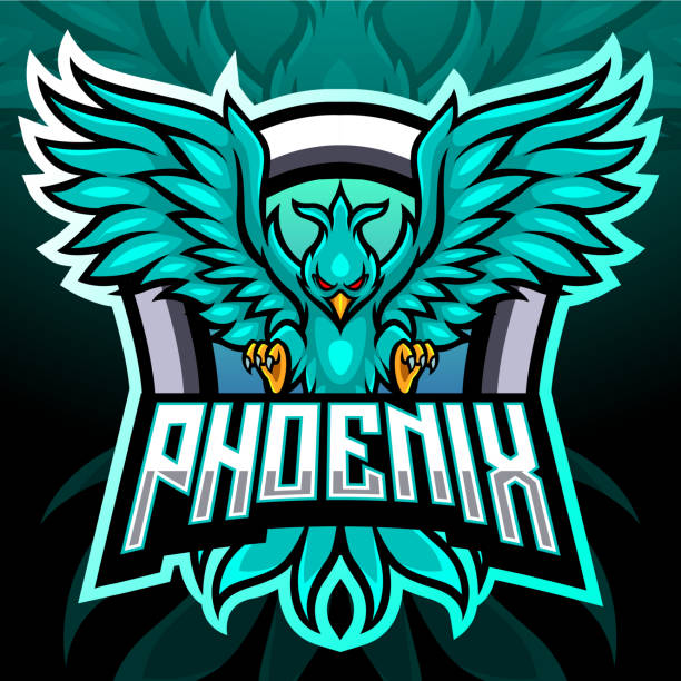 phoenix bird maskottchen. esport logo design - garuda stock-grafiken, -clipart, -cartoons und -symbole