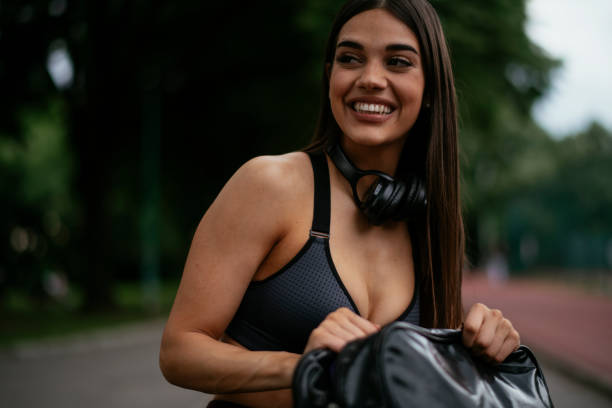 Young athletic woman enjoying after a great training.
