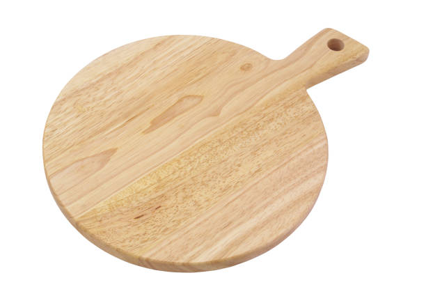 istock Round wooden cutting board isolated on white 1290505630