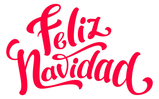 feliz navidad ozdobny tekst napis tłumaczenie hiszpański wesołych świąt - navidad stock illustrations