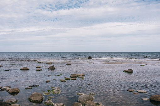 Rocky shore of the Baltic Sea in Kaltene Latvia