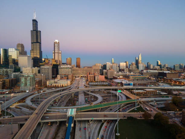 istock Aerial View of Chicago Skyline 1290514756