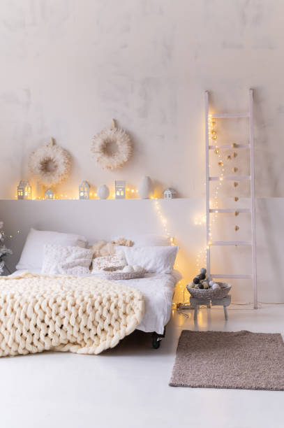 istock Bedroom decorated in Christmas style 1290524267