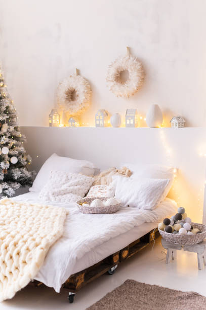 istock Bedroom decorated in Christmas style 1290524270
