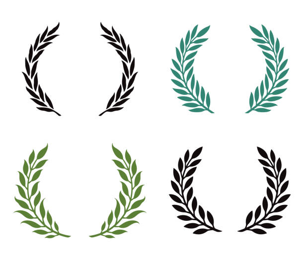 Laurel wreath heraldic set Vector laurel wreath. Heraldic design elements set bay leaf stock illustrations