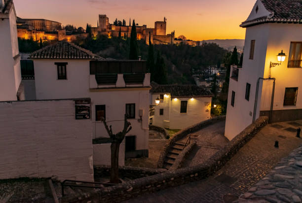 Panoramic photograph of the Alhambra in Granada from the Albaicin neighborhood