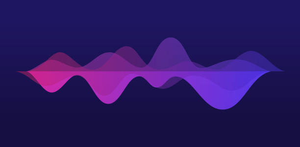 Audio Waves Abstract Background Audio waves abstract background line waves. purple illustrations stock illustrations